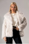 Γούνινο jacket με ιριδίζουσες λεπτομέρειες εκρού