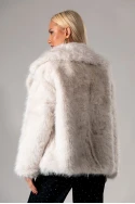 Γούνινο jacket με ιριδίζουσες λεπτομέρειες εκρού