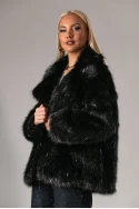 Γούνινο jacket με ιριδίζουσες λεπτομέρειες μαύρο