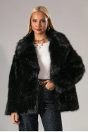Γούνινο jacket με ιριδίζουσες λεπτομέρειες μαύρο