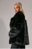 Γούνινο jacket με ιριδίζουσες λεπτομέρειες μαύρο