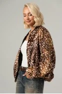 Jacket bomber animal print γούνινο καφέ
