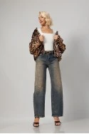 Jacket bomber animal print γούνινο καφέ