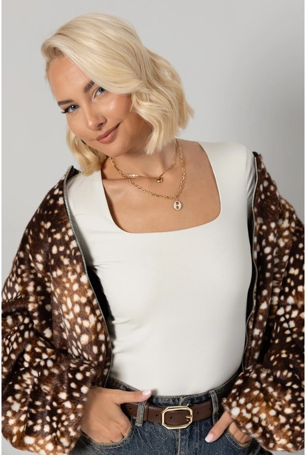 Jacket bomber animal print γούνινο καφέ