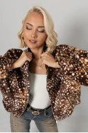 Jacket bomber animal print γούνινο καφέ