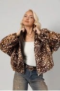 Jacket bomber animal print γούνινο καφέ
