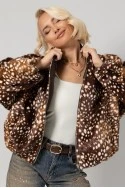 Jacket bomber animal print γούνινο καφέ