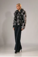Γούνινο jacket cow print γκρι-μαύρο