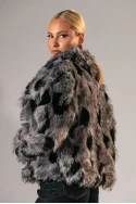 Γούνινο jacket cow print γκρι-μαύρο