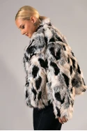 Γούνινο jacket cow print εκρού-μαύρο