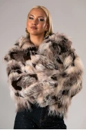 Γούνινο jacket cow print μπεζ-καφέ