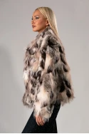 Γούνινο jacket cow print μπεζ-καφέ