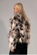 Γούνινο jacket cow print μπεζ-καφέ