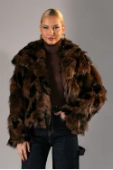 Γούνινο jacket cow print καφέ-μαύρο