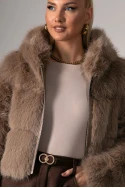 Γούνινο cropped jacket με κουκούλα πούρο