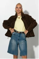 Jacket σουεντ με φερμουάρ καφέ