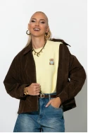 Jacket σουεντ με φερμουάρ καφέ