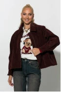 Jacket σουεντ με φερμουάρ μπορντό