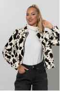 Cropped leather jacket cow print μπεζ Cropped leather jacket cow print μπεζ