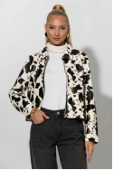 Cropped leather jacket cow print μπεζ Cropped leather jacket cow print μπεζ