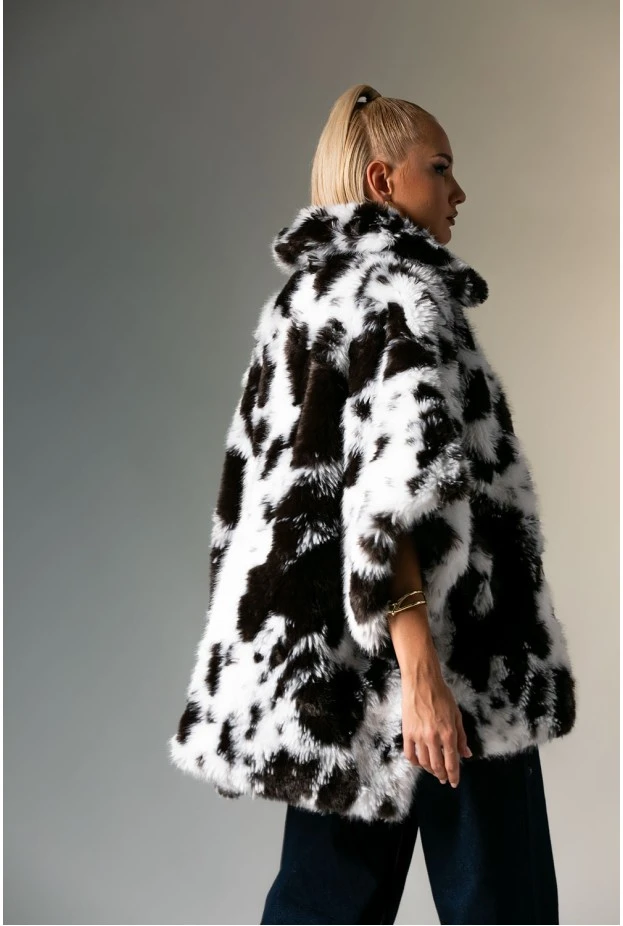 Γούνινη κάπα cow print καφέ