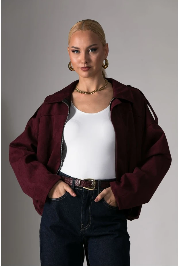 Jacket σουέντ balloon μπορντό