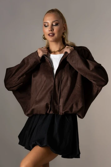 Jacket σουέντ balloon ταμπά 