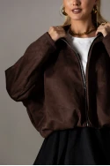 Jacket σουέντ balloon καφέ