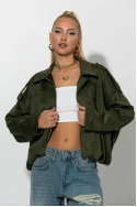Jacket σουέντ balloon χακί