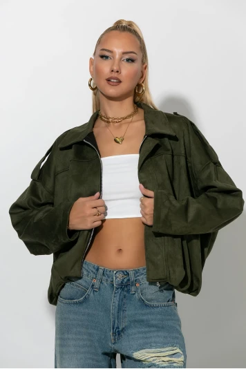 Jacket σουέντ balloon ταμπά 