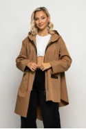 Oversized ασύμμετρη ζακέτα με κουκούλα ταμπά