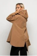 Oversized ασύμμετρη ζακέτα με κουκούλα ταμπά