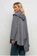 Oversized ασύμμετρη ζακέτα με κουκούλα γκρι Oversized ασύμμετρη ζακέτα με κουκούλα γκρι