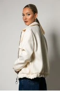 Bomber jacket με λάστιχο στην μέση μπεζ