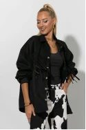 Jacket σουέντ με κρόσια μαύρο Jacket σουέντ με κρόσια μαύρο