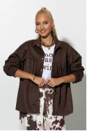 Jacket σουέντ με κρόσια καφέ