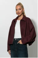 Jacket σουέντ balloon με γιακά μπορντό