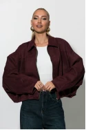 Jacket σουέντ balloon με γιακά μπορντό