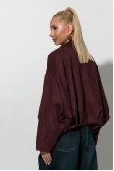 Jacket σουέντ balloon με γιακά μπορντό