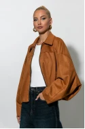Jacket σουέντ balloon με γιακά ταμπά