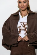 Jacket σουέντ balloon με γιακά σοκολά