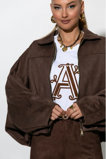 Jacket σουέντ balloon με γιακά μαύρο