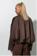 Jacket σουέντ balloon με γιακά σοκολά
