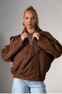 Jacket σουέντ με μεγάλο πέτο καφέ ανοιχτό