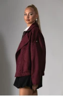 Jacket σουέντ με μεγάλο πέτο μπορντό
