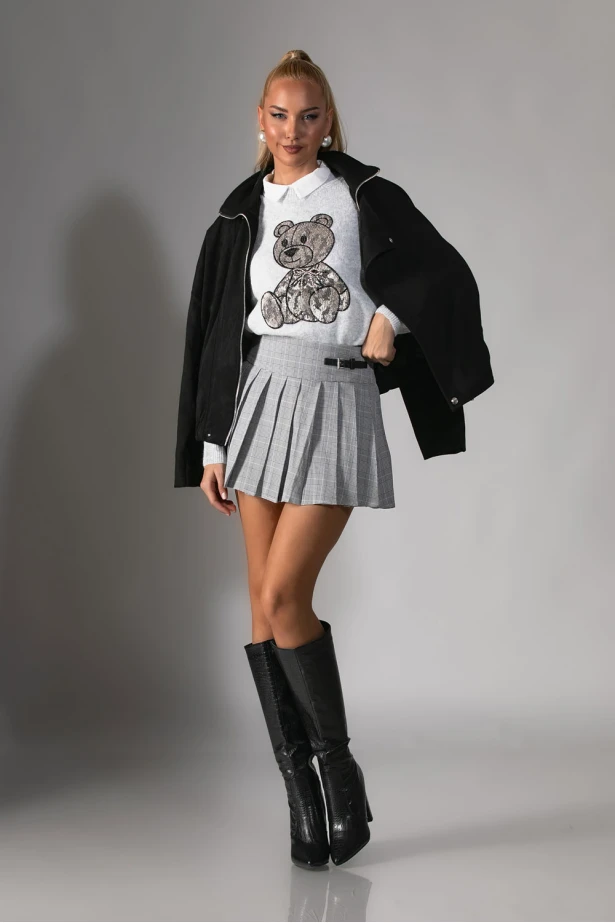 Jacket σουέντ με μεγάλο πέτο μαύρο