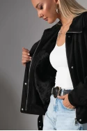 Jacket σουέντ με γούνα εσωτερικά μαύρο