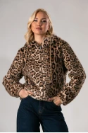 Γούνινο λεοπάρ jacket double face με σούεντ εσωτερικά μπεζ 