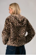 Γούνινο λεοπάρ jacket double face με σούεντ εσωτερικά μπεζ 
