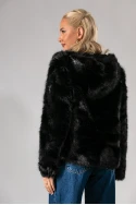 Jacket γούνινο με κουκούλα μαύρο
